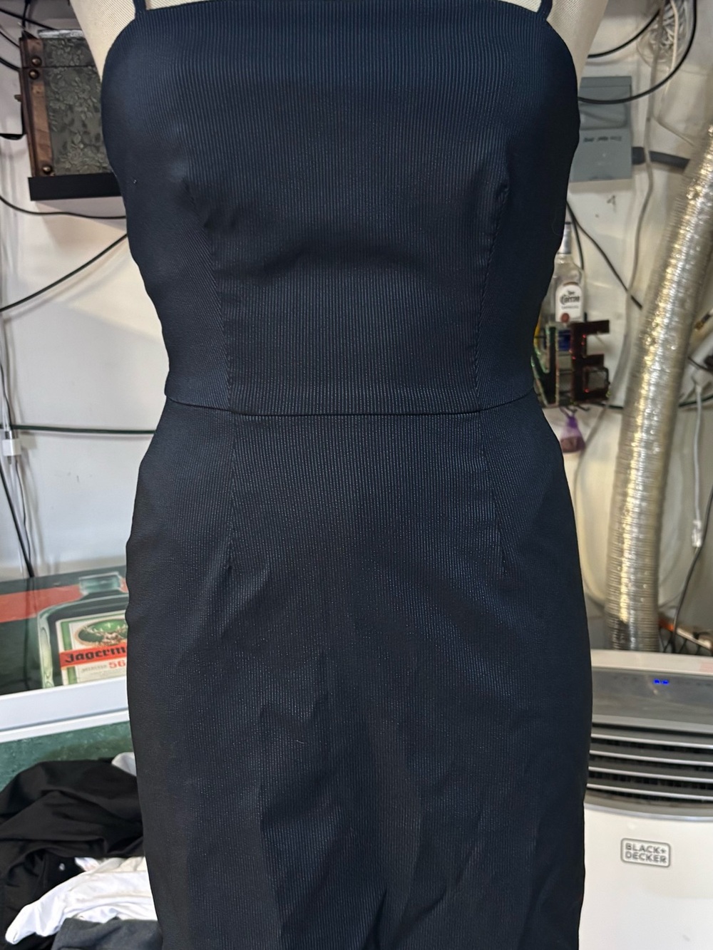 Classic Blue Sheath Dress with Spaghetti Straps